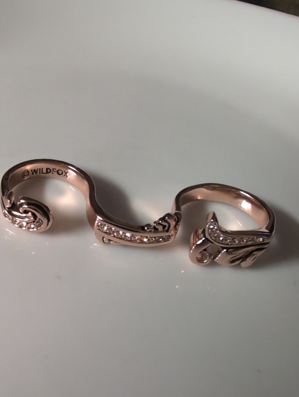 Wildfox Rose Gold Tone 3 Link Crystal Ring